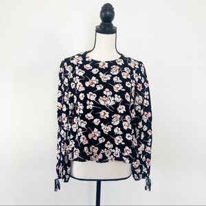 MNG casual top by Mango black floral long sleeves
